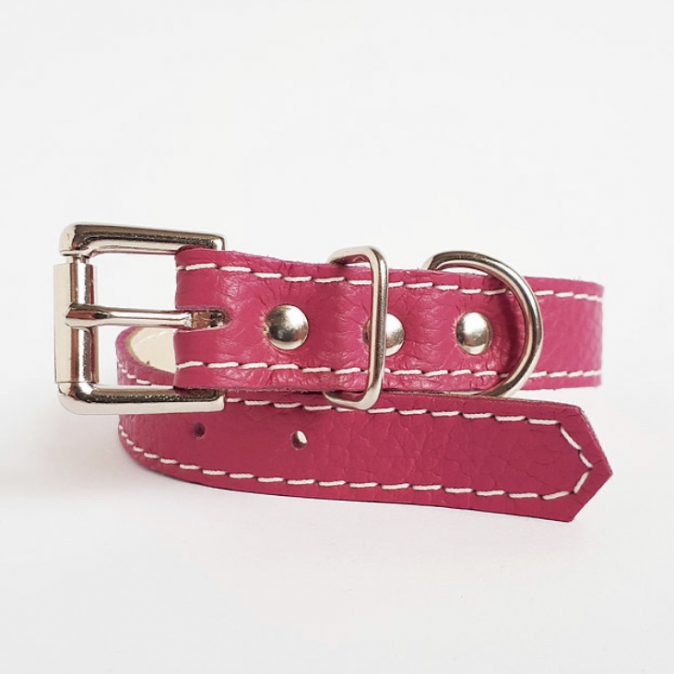 Leather collar Pink