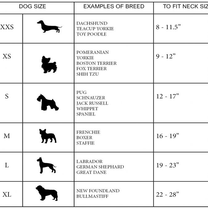 DA Dog Collar Chart