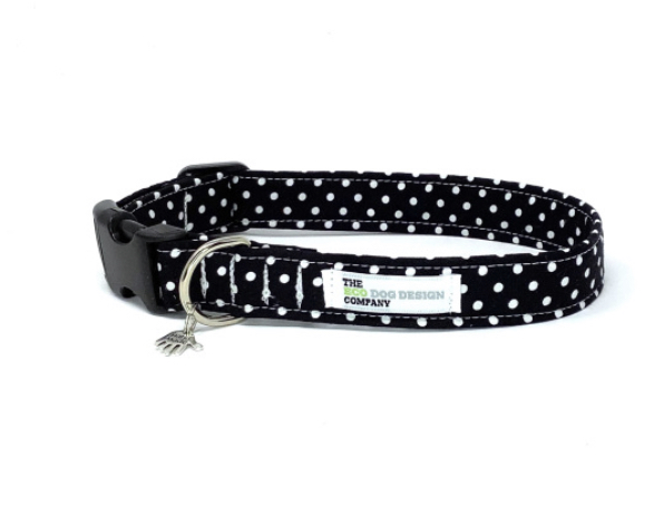 Polka Dot Black and White Dog Collar