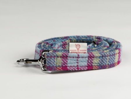 Mulberry And Turquoise Check Luxury Harris Check Lead