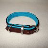 Soft Padded Leather Dog Collar - Tan on Turquoise