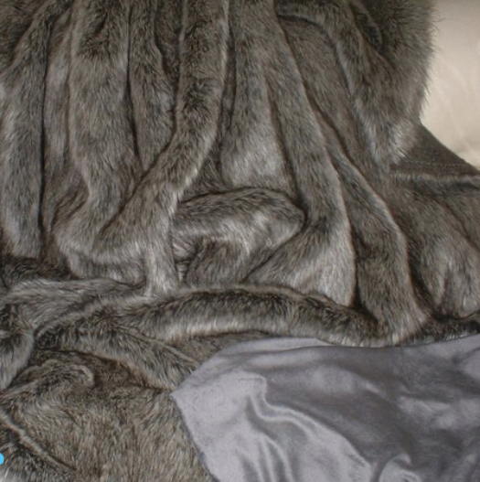 Timber Wolf Faux Fur Dog Blanket